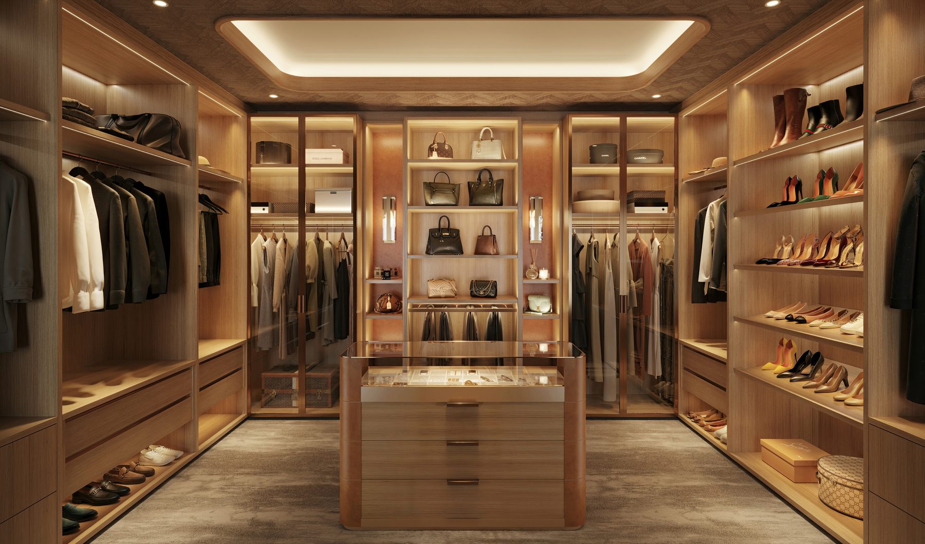 The Residences at Mandarin Oriental, Miami, primary walk-in closet in a Collection IV residence, developer rendering