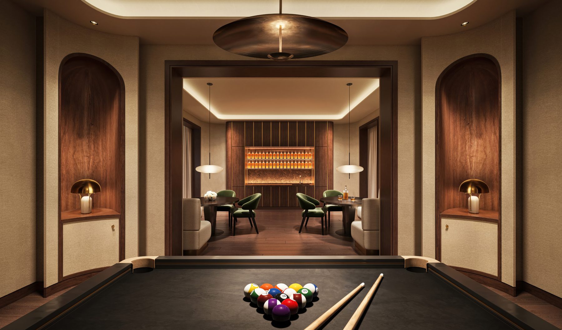 The Residences at Mandarin Oriental, Miami, the game room, developer rendering