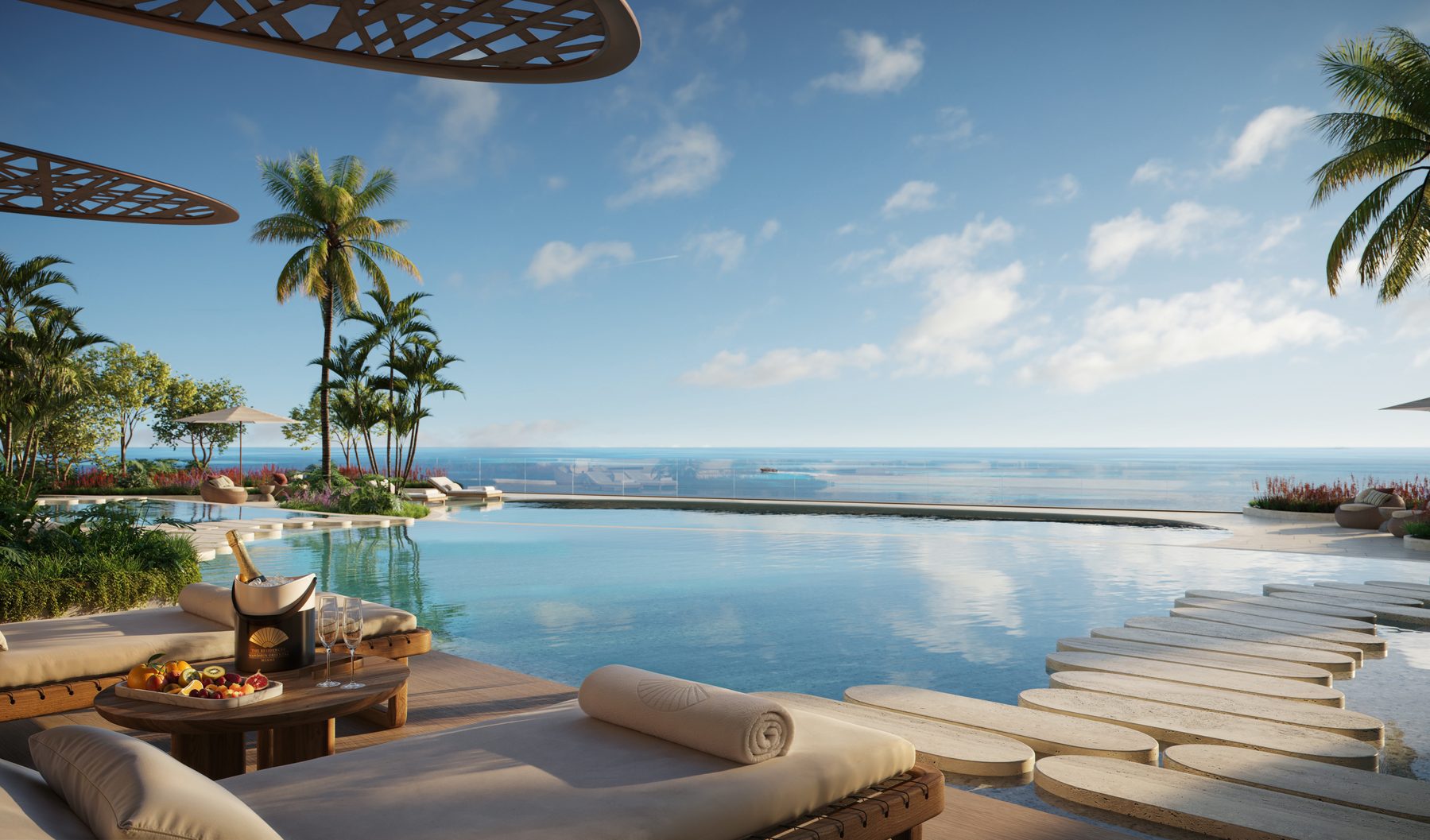 The Residences at Mandarin Oriental, Miami, the Lagoon Pool, developer rendering
