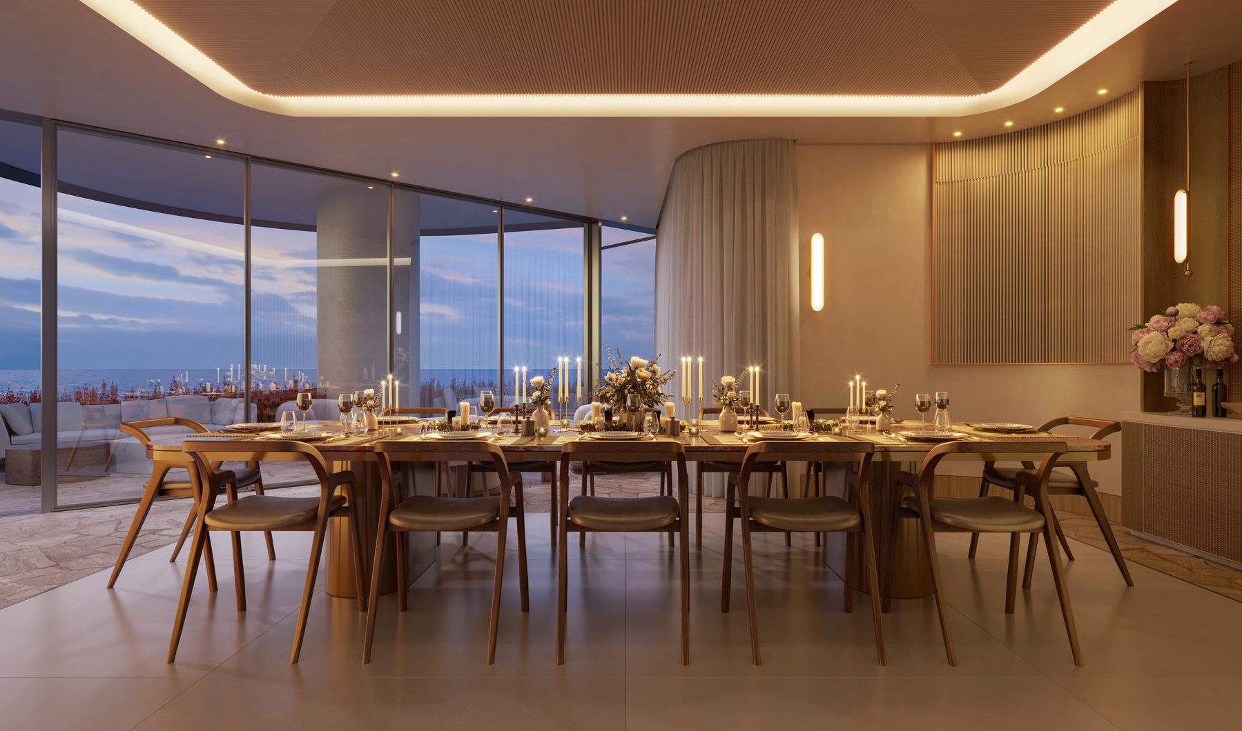 The Residences at Mandarin Oriental, Miami, the private dining room, developer rendering