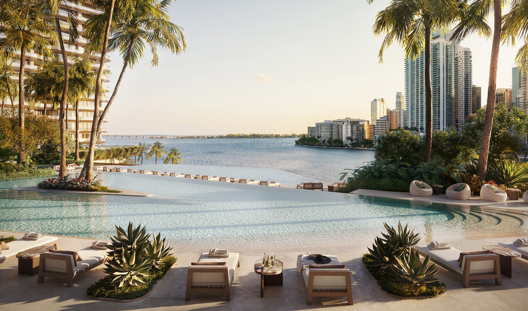 The Residences at Mandarin Oriental, Miami, the resort pool, developer rendering