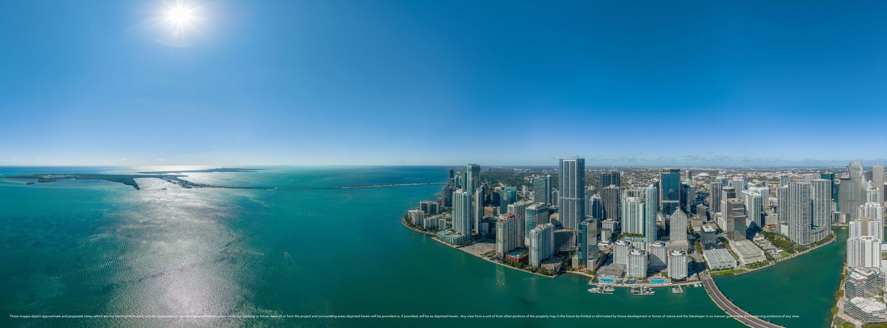 The Residences at Mandarin Oriental, Miami, daytime view from Level 63, developer view photography